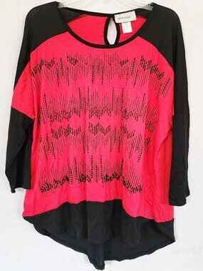 NWOT -  Glitterscape Stretch Knit Red & Black with Black Beaded, XL
